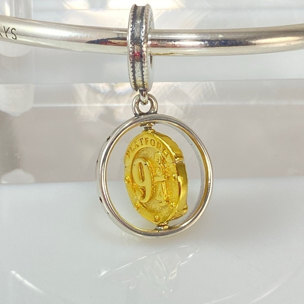 Sterling Silver Harry Potter Platform 9 3/4 Spinning Dangle Charm